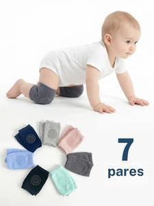 Paquete de 7 pares, protectores para rodillas de bebé, estilo básico sólido y sencillo, antideslizantes, grosor moderado, aptos para todas las estaciones, unisex.