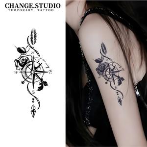 Hình Xăm Tạm Thời, Thiết Kế La Bàn Hoa Hồng, Lâu Trôi Trong 15 Ngày, Không Thấm Nước, Không Lo Ma Sát, Kèm Miếng Dán Hình Xăm
