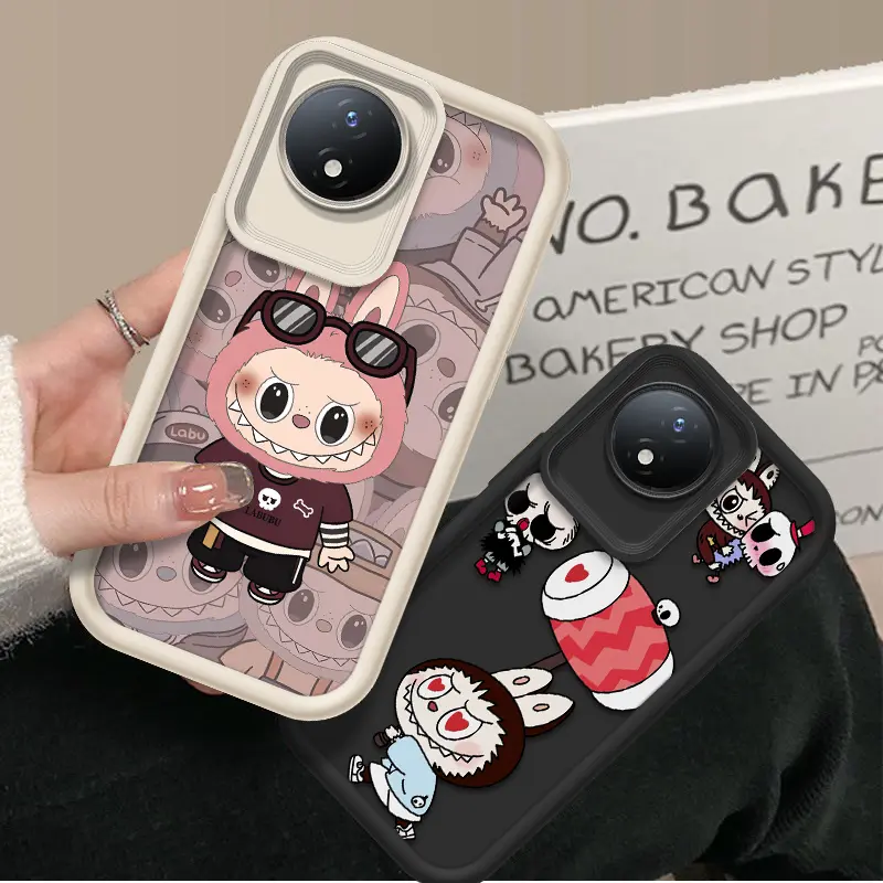 Untuk VIVO Y02 Y02T Y02A Y02S Labubu Casing Jual panas Casing lembut untuk ponsel Bahan silikon Gaya baruKasus TPU Anti gores Kamera Cakupan Penuh Tahan benturan Kepala Kacamata Malaikat Kotak Pelindung Ponsel 2