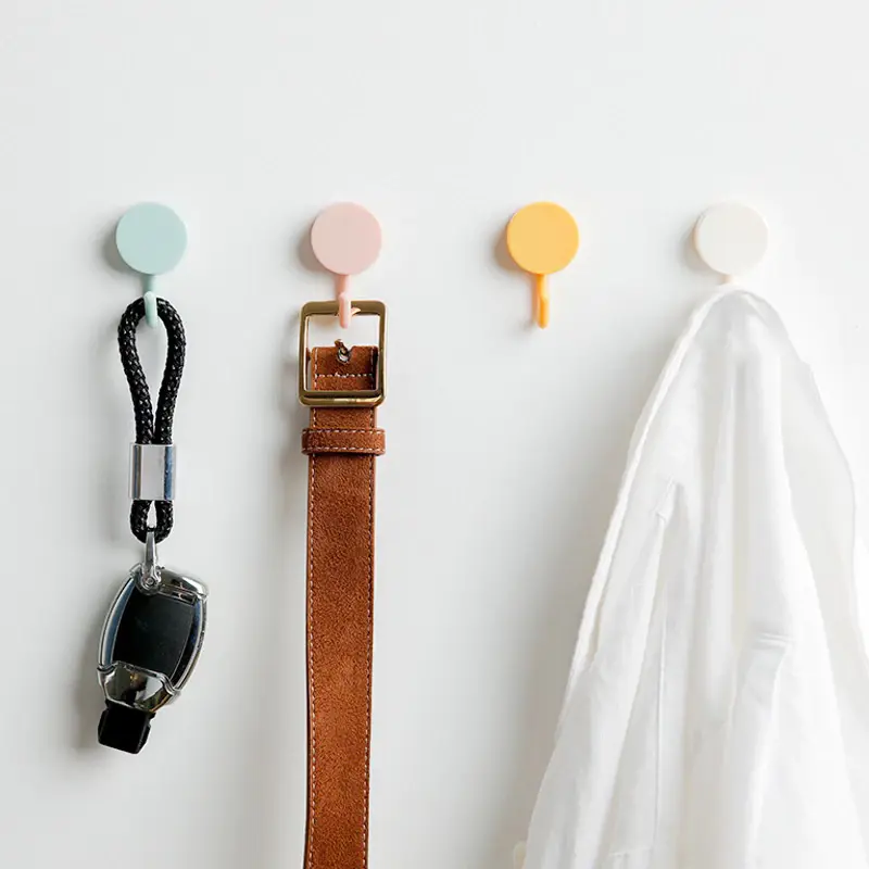 Hook Macaron Bulat Gantungan Dinding Bulat Polos Gantungan Kunci Baju Kuat Serbaguna 1