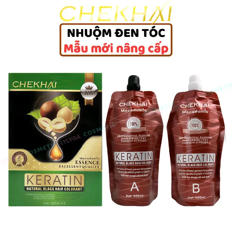 Nhuộm Phủ Bạc Keratin CheKhai 1000ml Có Hai Màu Nâu Và Đen Nhuộm Tóc Đổi Màu Tóc Nữ Chính Hãng 8