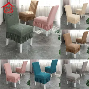 Sarung Kursi Makan Pendek Elastis Motif Jacquard Universal Dapat Diregangkan Chair Cover Penutup Solid