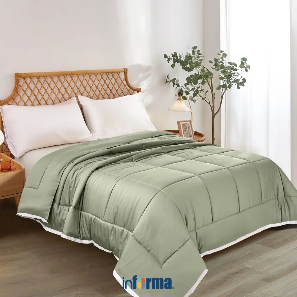 Informa Bed Cover Bamboo - Hijau Sage King Queen Single 260X230 240X210 210X210 160X210 selimut tebal bedcover selimut kasur comforter