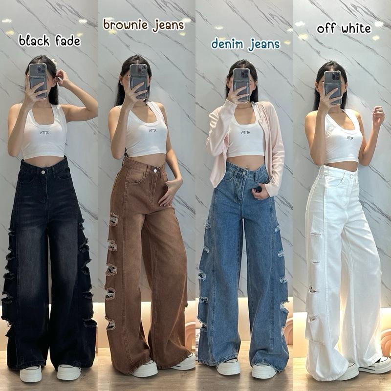 Baggy Jeans 315 | 315-1 | 7687 | 6553 | 8321 | 2862 | 8588 | 9776 ขาบานเอวสูง ผ้าไม่ยืด รุ่นนิยม ขาย