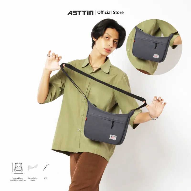 Tas Selempang Wallker (RR) Besar Canvas Series - Tas Perahu - Tas Bahu Pria Wanita Uniseks Slingbag ASTTIN 5