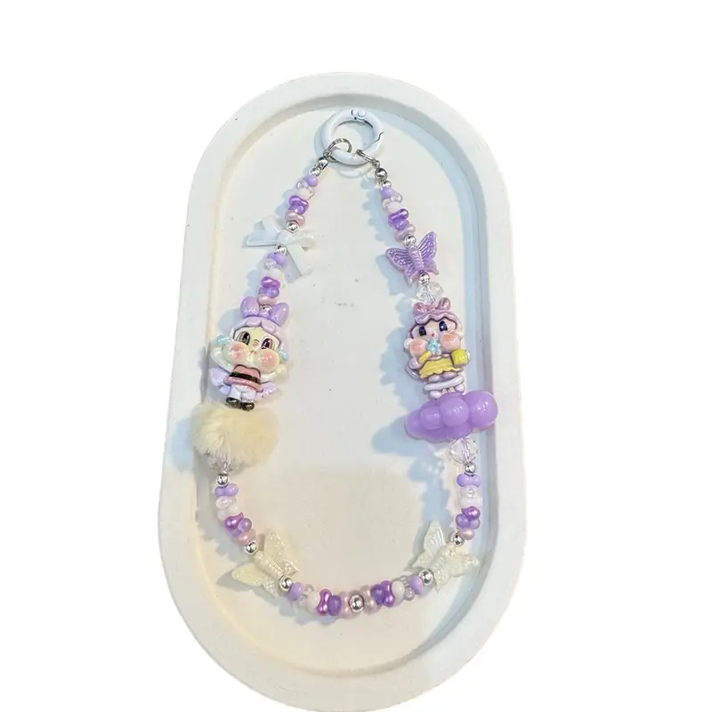 Strap Phone Manik Kacang - Gantungan Hp Manik Kacang Strap Manik kacang Karakter Powerpuff Girl Crybaby Popmart Sanrio Loopy Terlucu Ganci Murah Premium Aksesoris Ponsel Lanyard Hp Handphone 3
