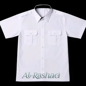 Kemeja Putih Kerah Hitam Baju Kerja Pria PNS PDH Tangan Pendek Berbahan American Dril Desain Klasik Formal Nyaman