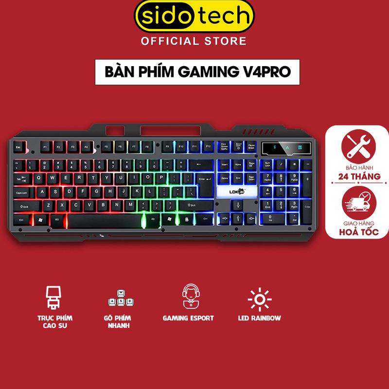 Bàn phím máy tính gaming SIDOTECH RK300 led RGB có dây thiết kế công thái học 104 phím đèn led rgb trải nghiệm gõ phím đỉnh cao chơi game pc laptop esports văn phòng