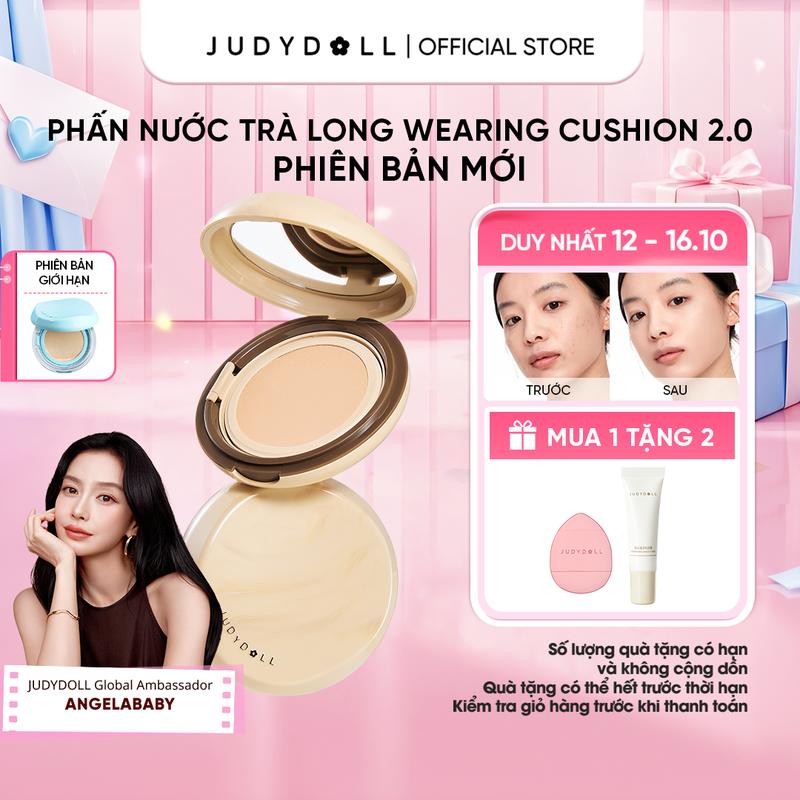 [NEW 2.0] Phấn Nước Trà Lâu Trôi JUDYDOLL Long Wearing Cushion - Bản 2.0 Che Phủ Tiệp da Tự nhiên Kiềm Dầu 14g