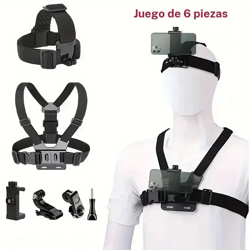 Kit de montaje con correa para cámara de acción y clip para teléfono, compatible con GoPro, Osmo Action y smartphones, accesorios para cámaras deportivas ELECCIONES - Foto 10