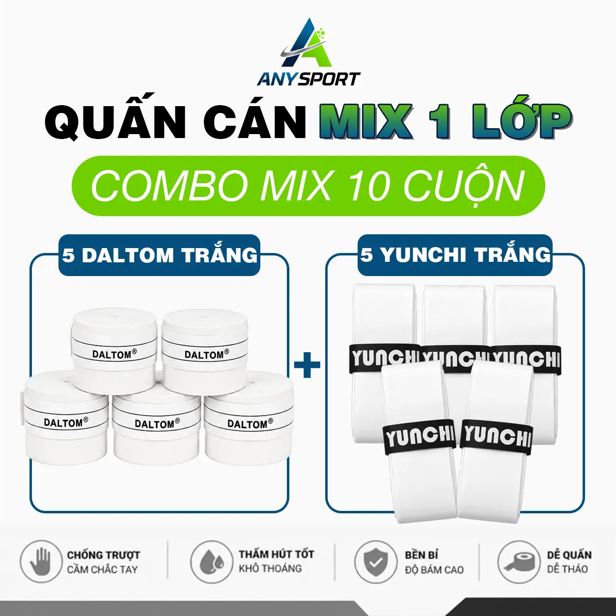 COMBO 10 TRẮNG (5 DALTOM - 5 YUNCHI)