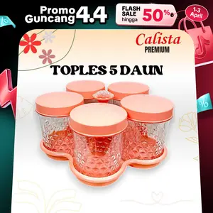 Calista Toples Premium 5 Daun Bunga Akrilik Set Food Grade Microwave & Dishwasher Safe Kedap Udara Tahan Suhu Panas Dingin Desain Modern Minimalis