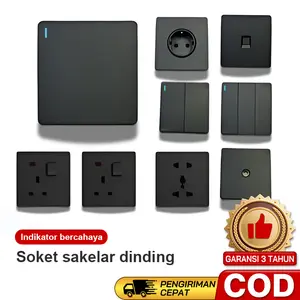 Saklar Panel Hitam 1/2/3 /4 Gang  Electrical Switch 1 Way 2 Way Untuk Hotel | Stop Kontak Serbaguna Tahan Lama
