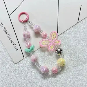 CHAIN CHARMS MANIK MANIK AESTHETIC STRIPE MUTIARA GAYA PERI PERGELANGAN TANGAN PORTABLE PREMIUM NEW RANTAI PONSEL