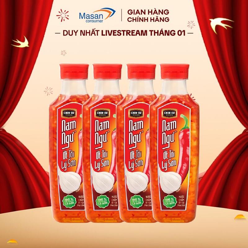 COMBO 4 Nước chấm Nam Ngư Ớt Tỏi Lý Sơn chai 300ml 