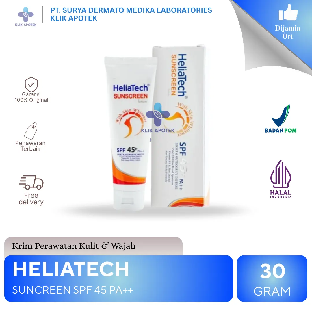 Heliatech Sunscreen Lotion SPF 45+ PA++ | Perawatan Wajah Dari sinar UV ...