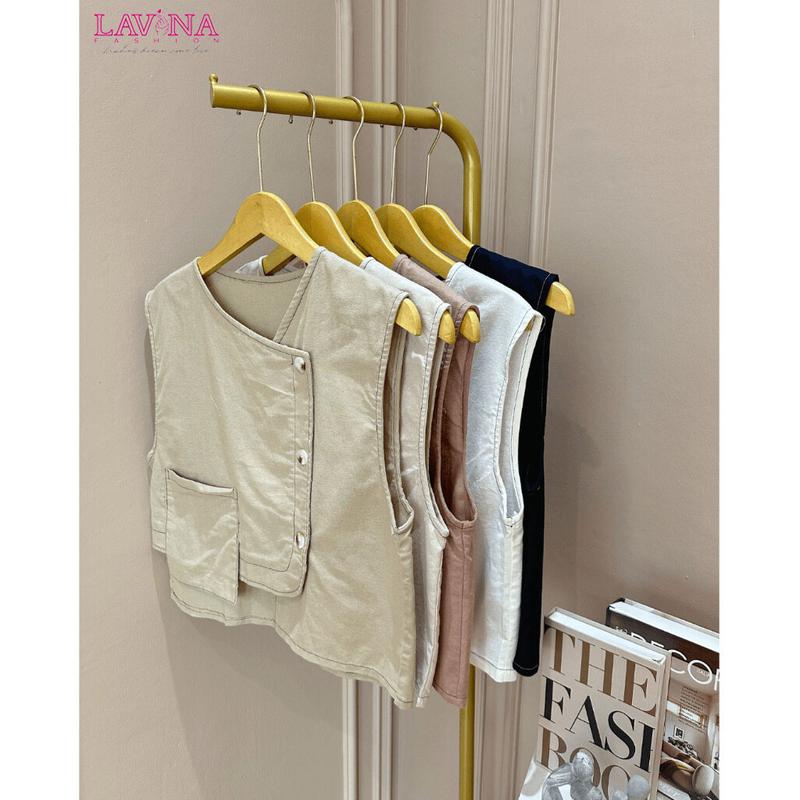 Lavina VOP256 | Novira Outer Vest Katun Premium Kancing Depan dengan Saku 9