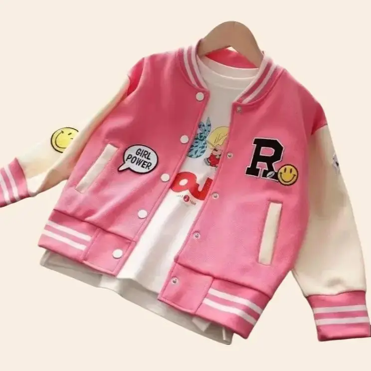 KG R SMILE KIDS JACKET BOMBER - JACKET BASEBALL ANAK - BAHAN FLEECE GRAMASI 240 - DETAIL SABLON - SWEATER BOMBER ANAK-ANAK 1