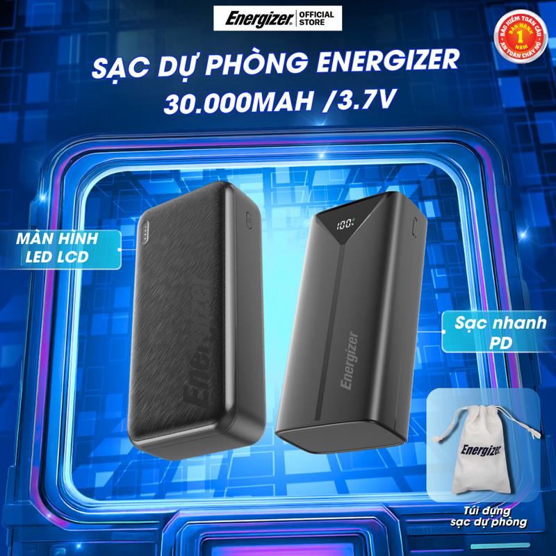  Pin sạc dự phòng Energizer 30000mAh 3.7V Li-Polymer - sạc nhanh 22.5W 3 cổng sạc ra tiện lợi bảo hành 2 năm 