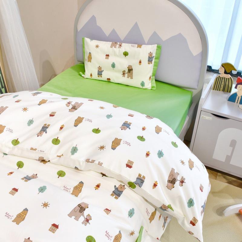 Long-staple cotton childen's duvet cover kindergarten cartoon quilt cover single 3A quilt cover bed sheet and pillowcase 4