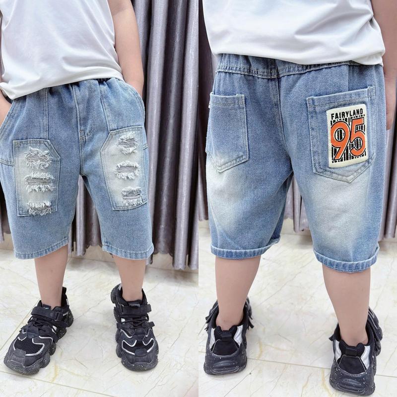[M3808] Quần Short Jeans Ngố Rách Phong Cách Hàn Quốc Cho Bé Trai 18-56KG Chất Liệu Jeans Rách Bền Đẹp Dễ Giặt Giũ