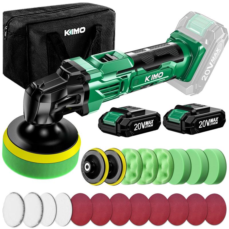 KIMO 20V Cordless Buffer Polisher Kit - 24Pcs w/Microfiber & Wave Foam ...