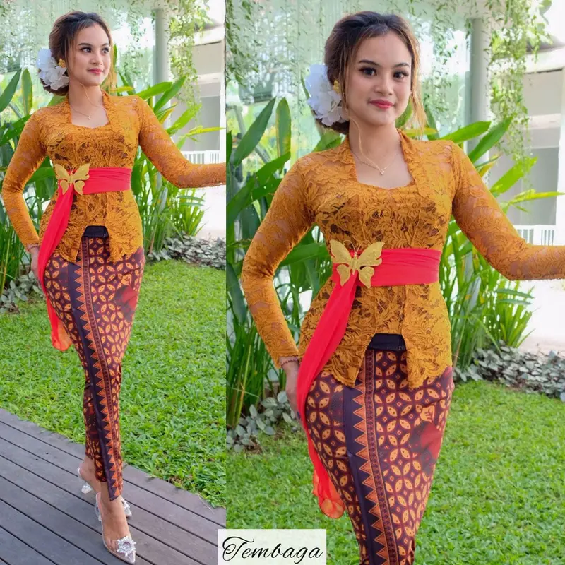 Setelan Baju Kebaya Brokat Stretch Sofia dan Rok Moscreft Batik Panjang Modern 0