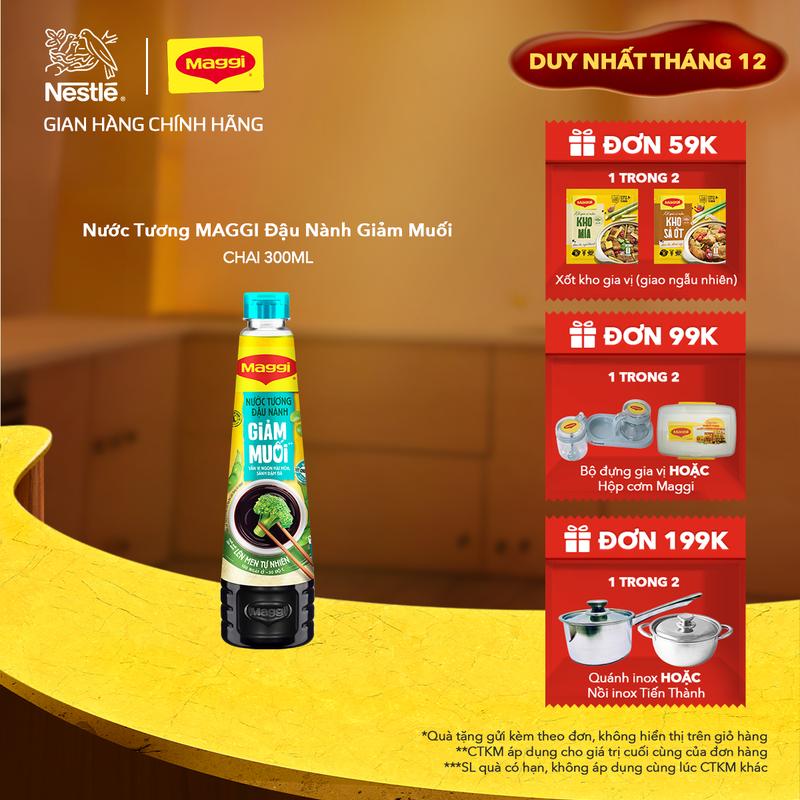 Nestlé VN Nước Tương MAGGI Đậu Nành Giảm Muối Chai 300ml -ST