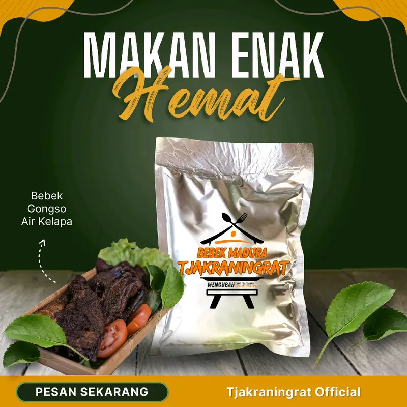 Paket Romantis TJAKRANINGRAT - Bebek Gongso & Songkem - Kemasan 2 Ekor - Makanan Daging Hitam Khas Madura - Dendeng, Food, Seafood, Frozen, Pedas, Meat, Pentol 1