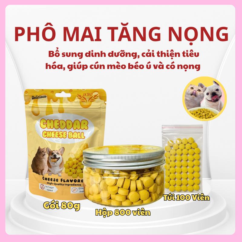 Viên Phô Mai tăng nọng Thơm Béo Cheese Ball cho chó mèo gói 80g