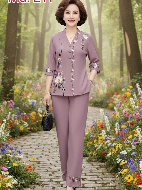  Bộ Đồ Lam Trung Niên Đẹp Cho Mẹ Mặc Đi Chơi Đi Chùa Vải Lụa Sang Trọng Form Rộng Thoải Mái Women Nữ 