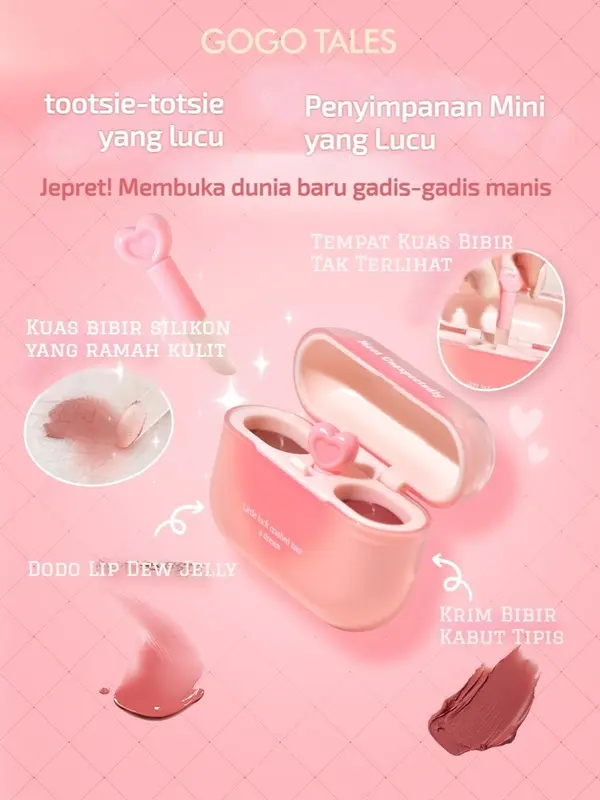 gogo tales AirPods Lipstik Cloud Sense Duplex Lip Glaze Dual Colour Lip Glaze Headphone Lip Glaze GT621 4