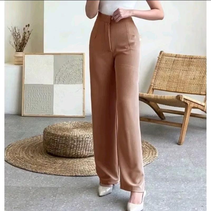 Cozie Knitt Pants Celana Highwaist Panjang Wanita Kullot Rib Premium Basic Karet Kulot 1