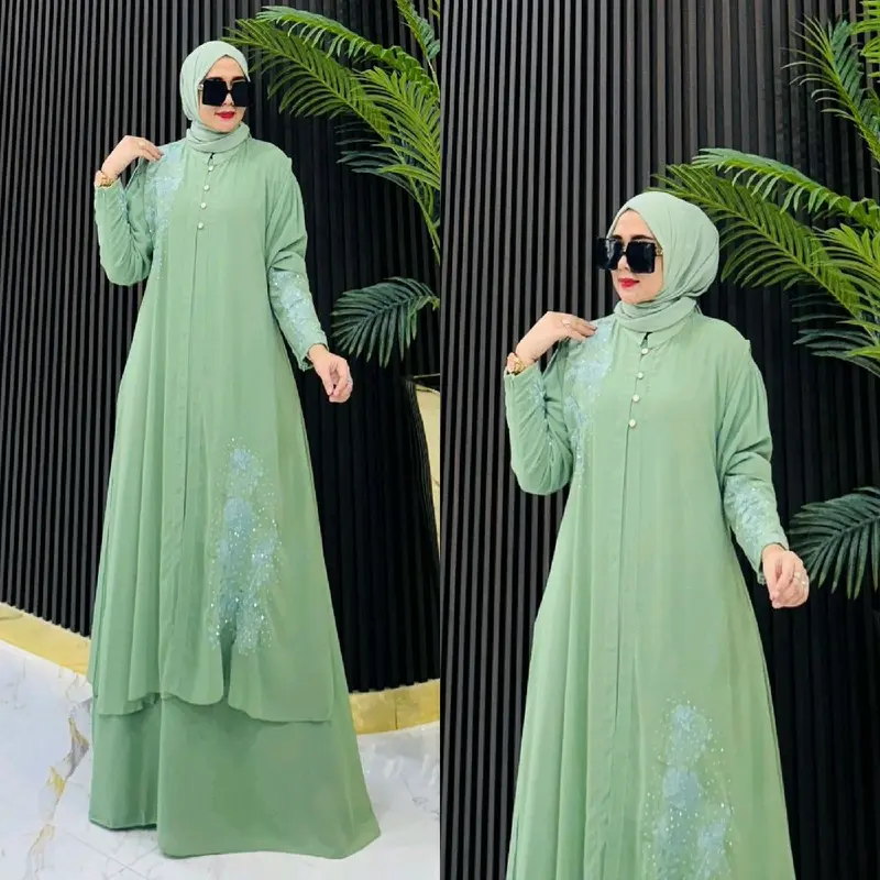 READY REALPICT COD NILAM SET AUTER NON HIJAB Gamis Dress Wanita Dewasa 4