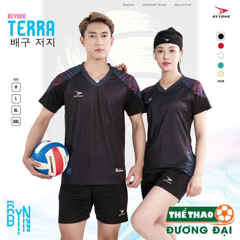 Quần Áo Bóng Chuyền Nam Nữ Beyono Terra Đen Thun Mè Thoáng Khí Thể Thao Đương Đại