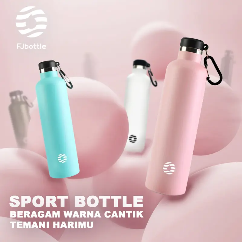 FJbottle - Botol Minum Tumbler Olahraga Stainless Steel 1Liter Dengan Gantungan Free Sikat dan Tas Botol 3
