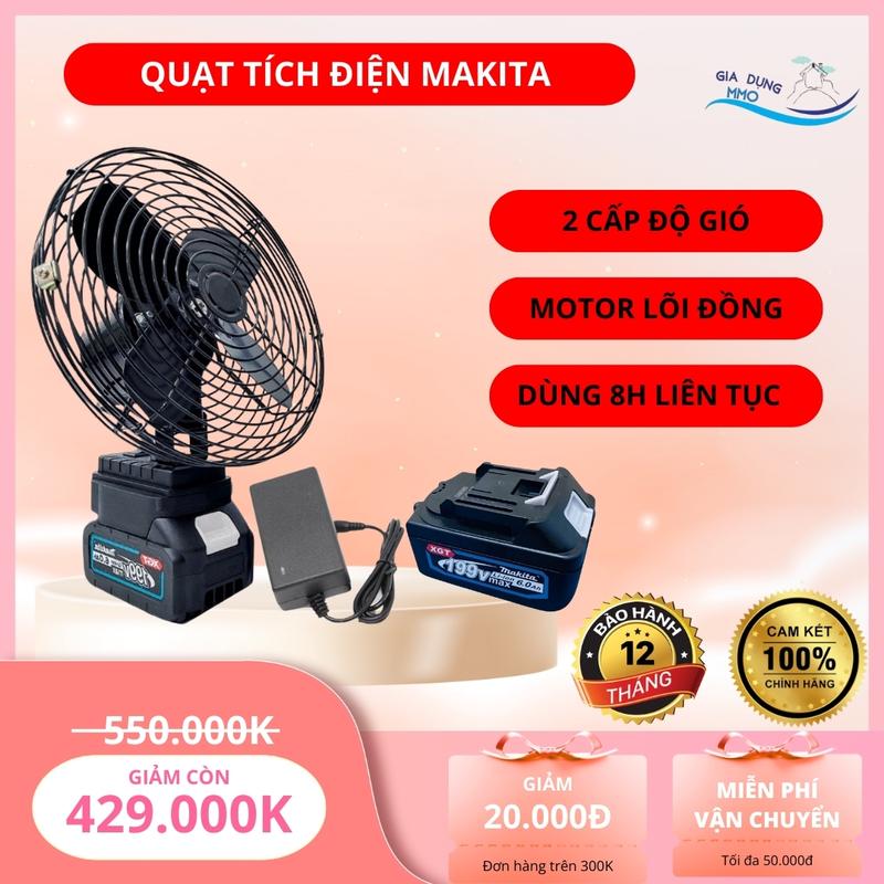 Quạt Tích Điện Pin COMBO X2 10 Cell Dùng Liên Tục 8H, Quạt Makita Để Bàn 2 Cấp Độ Gió Siêu Mát