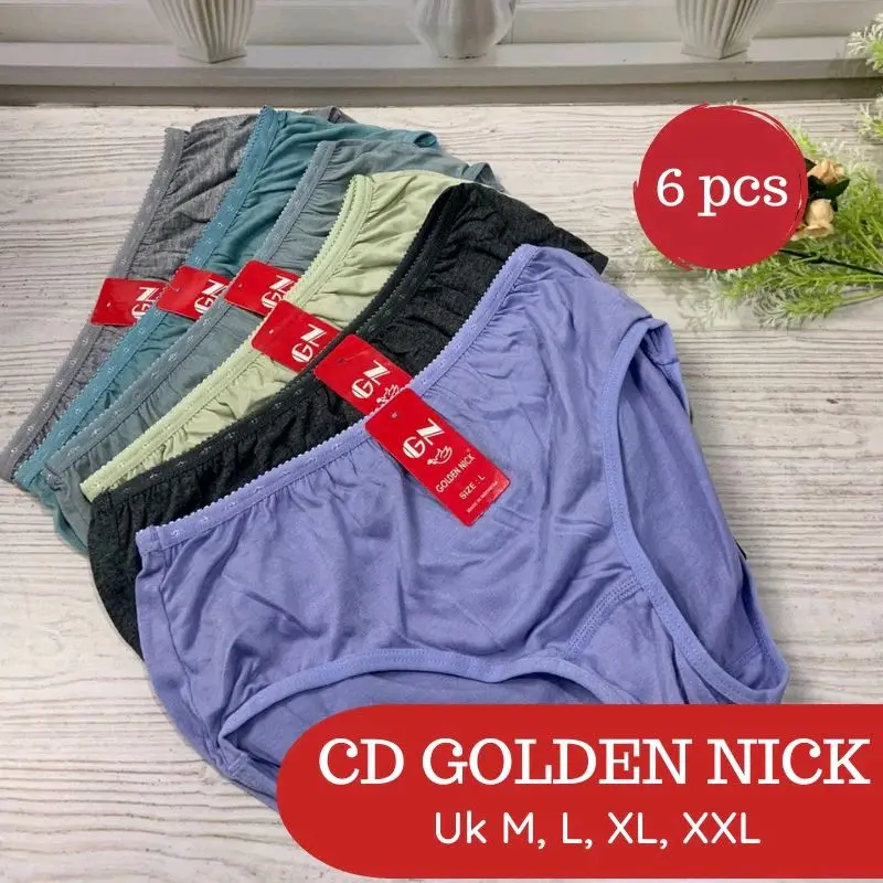 Paket 6 & 12 Celana Dalam Wanita Golden Nick 931 Katun Polos Soft Lembut Semi - Grosir Murah 0