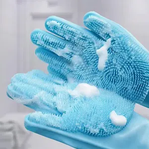 Pet Grooming Gloves Sarung Tangan Mandi Anjing Kucing Anti Cakar Serbaguna Rubber Cleaning Gloves Latex Karet Silikon Sarung Tangan Dapur Cuci Piring Cuci Baju Anti Panas Anti Air