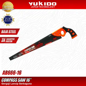 [TERBARU BAYAR COD] Yukido Gergaji Kayu Bahan Baja 16 inch - Hand Compass Saw Teflon 400mm - GERGAJI 16 IN