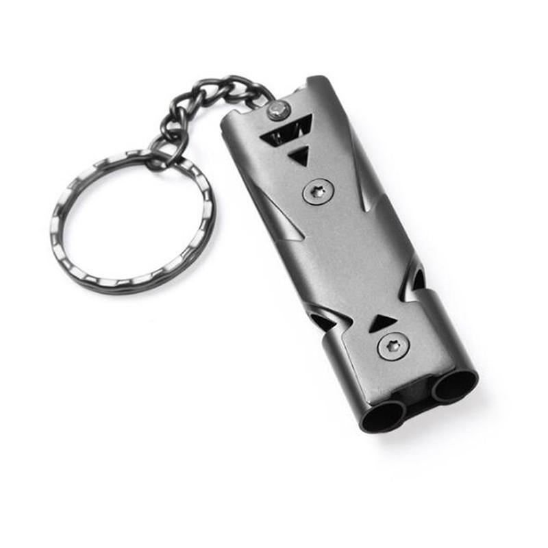 Stainless Whistle Double Tube Emergency Outdoor Survival Whistle 0