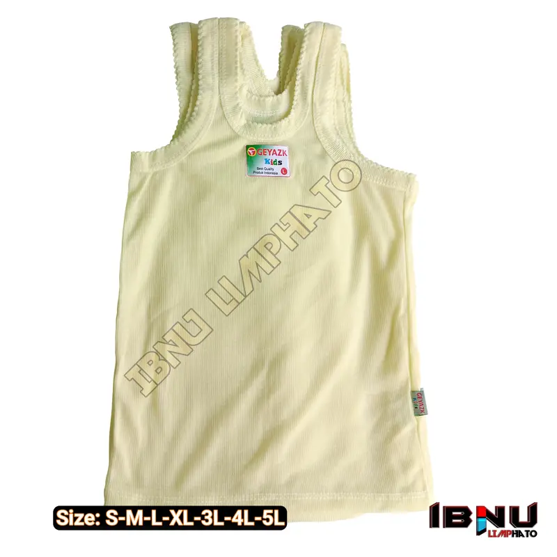 6pcs singlet kaos dalam anak laki dan perempuan motif 3warna kuning hijau biru Pakaian Fashion 6
