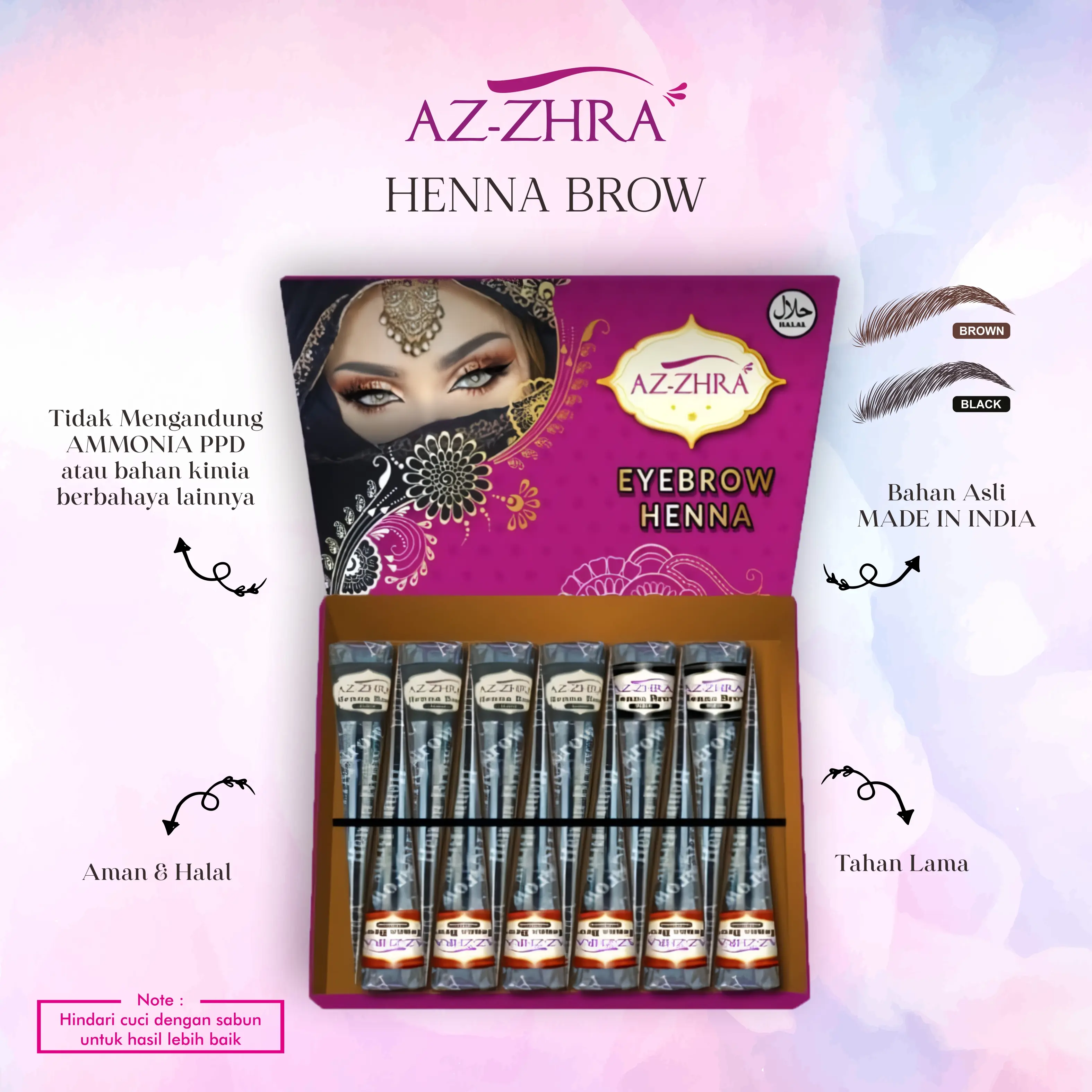 HENNA ALIS AZ-ZHRA WATERPROOF TAHAN LAMA EYEBROW