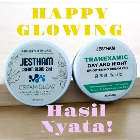 JESTHAM DUO CREAM BRIGHT AND GLOW || TRANEXAMIC AND CREAM GLOW 2IN 1 Pelembab Wajah Facial Kosmetik Perawatan Kusam Acid Memutihkan Mencerahkan Hyaluronic Lactic Remaja