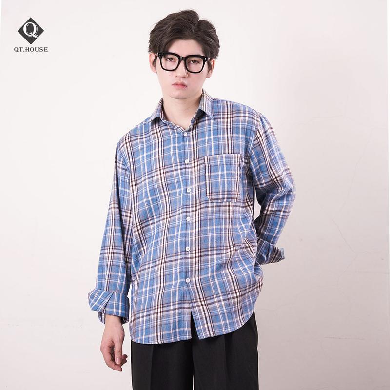 Áo Sơ Mi Nam Tay Dài Flannel Kẻ Caro Form Rộng QTSM04 Menswear Nam