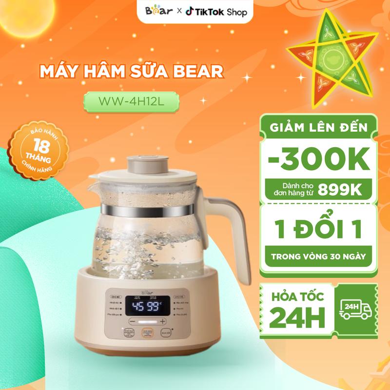 [Ưu Đãi Sốc] Máy đun nước pha sữa Bear Bình đun nước hâm sữa Ấm đun nước pha sữa Máy pha sữa bột đa năng cho bé 1,2L  4H12L