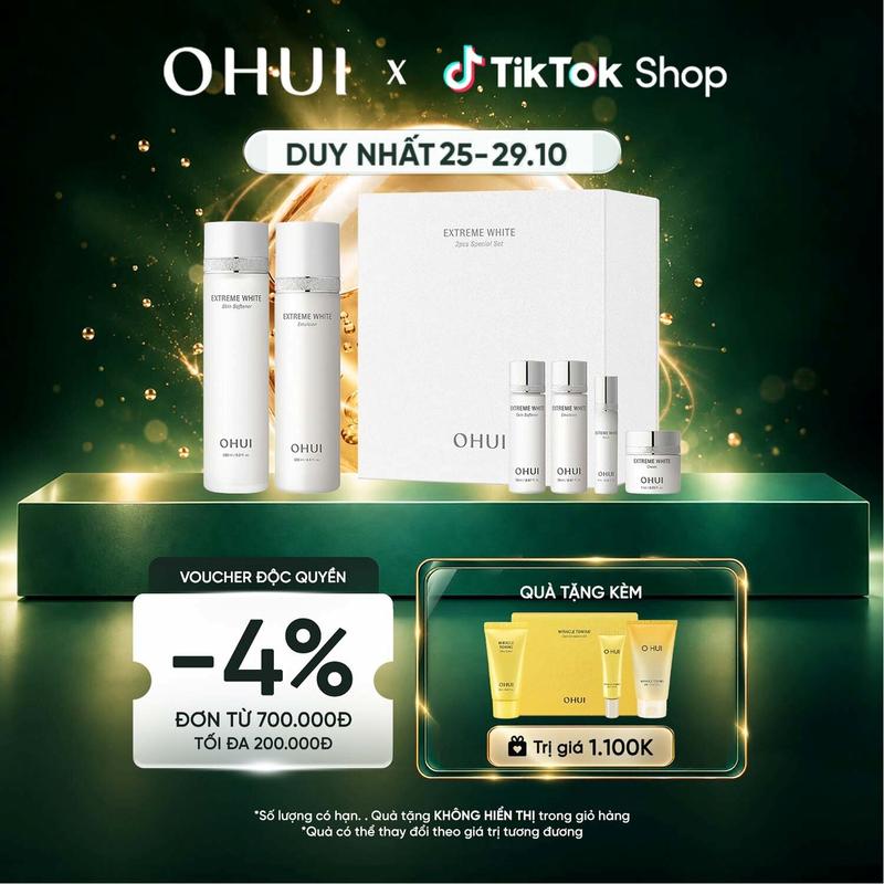 Bộ 6 món dưỡng trắng chuyên sâu toàn diện cao cấp OHUI Extreme White 6pcs 330ml