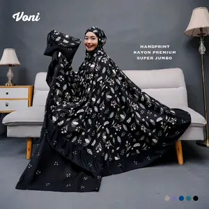 Mukena Dewasa Muslim Batik Rempel Bahan Kain Katun Rayon Super Premium Size Super Jumbo - Tebal, Kombinasi, Mukenah Motif Cantik Lembut Nyaman Bawahan Atasan Panjang