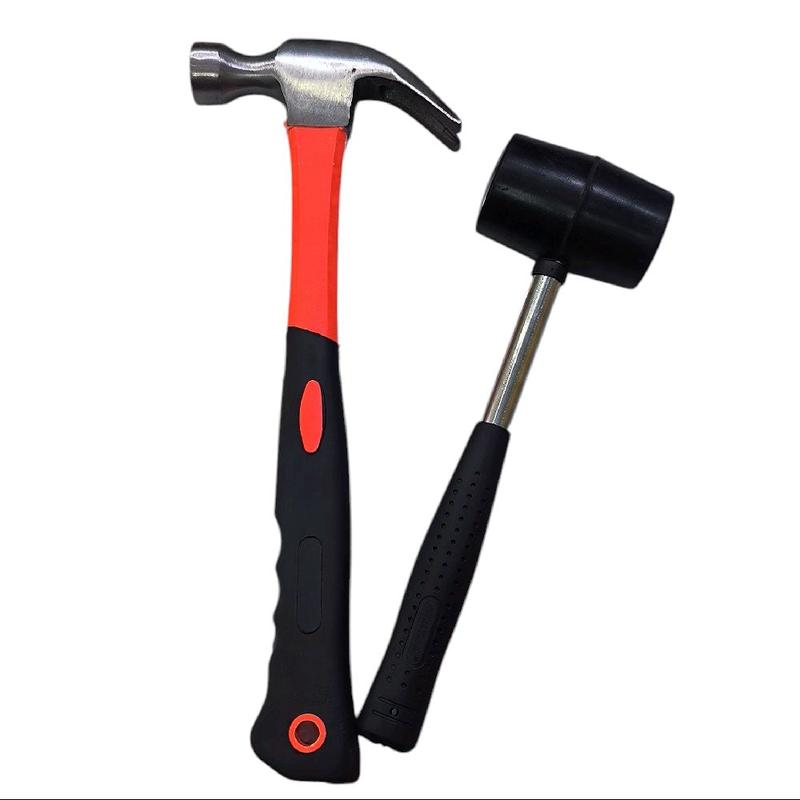  Combo Búa Đóng Nhỗ Đinh Size Lớn 0.5kg Và Búa Cao Su Cán Inox 0.35kg 