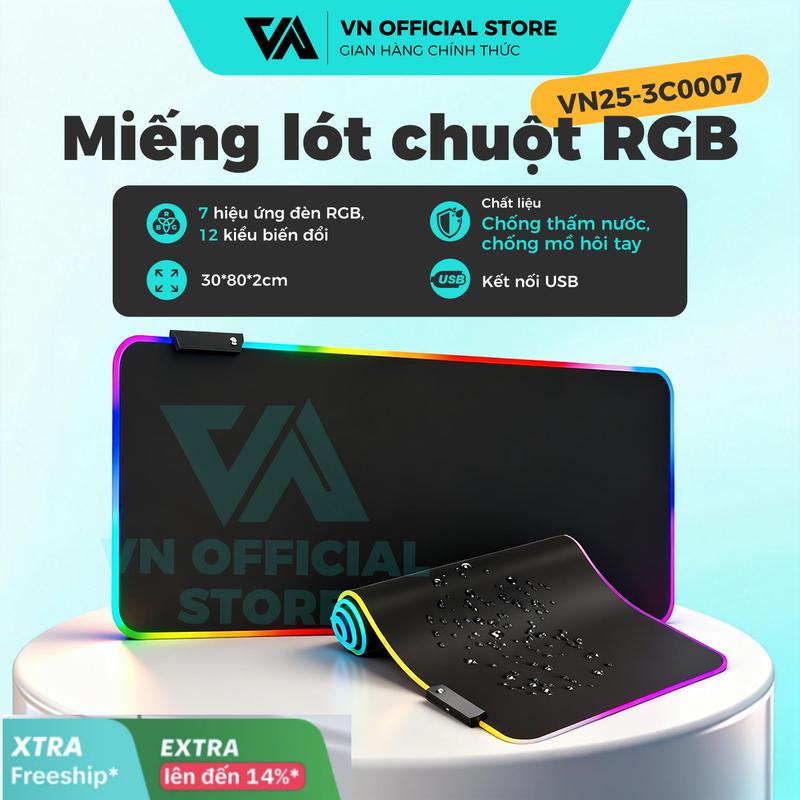  Miếng Lót Bàn Phím Led Rgb Đa Màu Sắc Động Chống Nước Chống Trượt Kích Thước 80x30cm Thảm Chuột Gaming Cỡ Lớn 800x300mm 